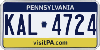 PA license plate KAL4724