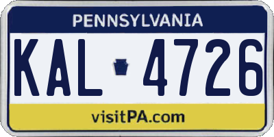 PA license plate KAL4726