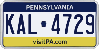 PA license plate KAL4729