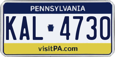 PA license plate KAL4730