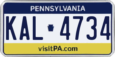 PA license plate KAL4734