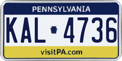 PA license plate KAL4736