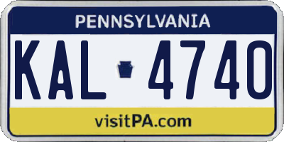 PA license plate KAL4740