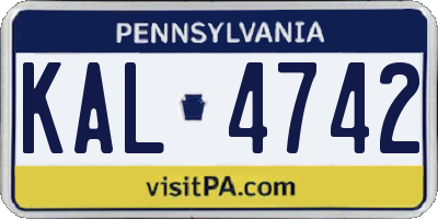 PA license plate KAL4742
