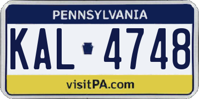 PA license plate KAL4748