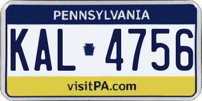 PA license plate KAL4756