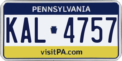 PA license plate KAL4757