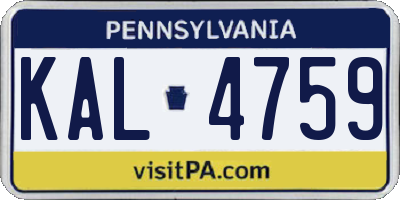 PA license plate KAL4759