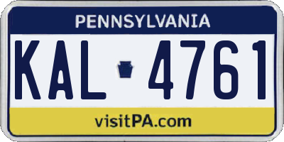 PA license plate KAL4761