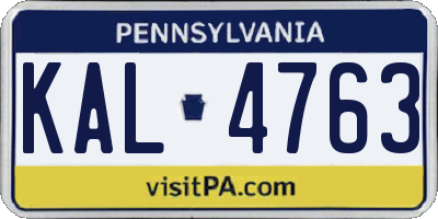 PA license plate KAL4763