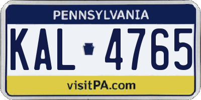 PA license plate KAL4765