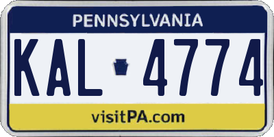PA license plate KAL4774