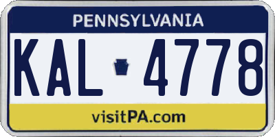 PA license plate KAL4778