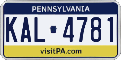 PA license plate KAL4781