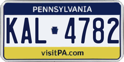 PA license plate KAL4782