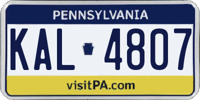 PA license plate KAL4807