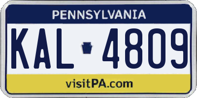 PA license plate KAL4809