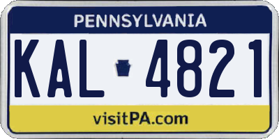 PA license plate KAL4821