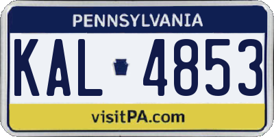 PA license plate KAL4853