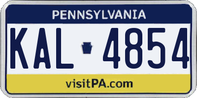 PA license plate KAL4854