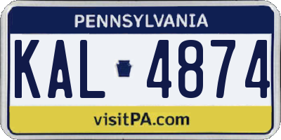 PA license plate KAL4874