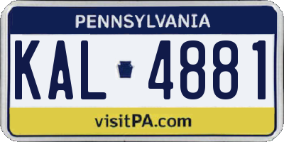 PA license plate KAL4881