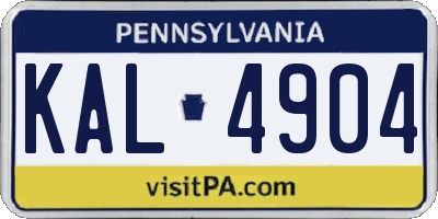 PA license plate KAL4904