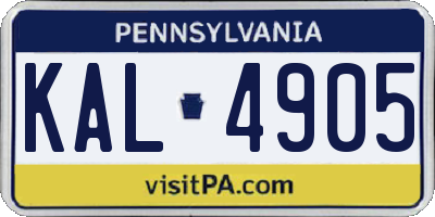 PA license plate KAL4905