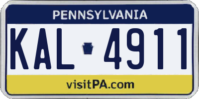 PA license plate KAL4911
