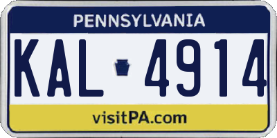 PA license plate KAL4914