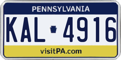 PA license plate KAL4916