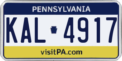 PA license plate KAL4917