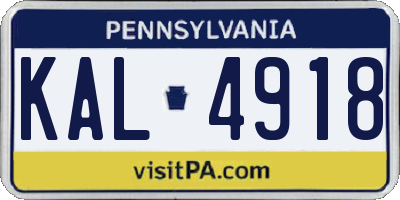 PA license plate KAL4918