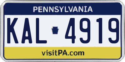 PA license plate KAL4919