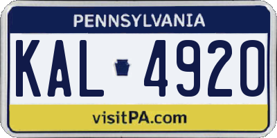 PA license plate KAL4920