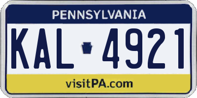 PA license plate KAL4921