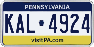 PA license plate KAL4924