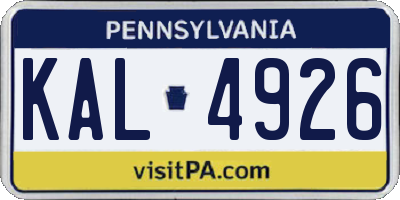 PA license plate KAL4926