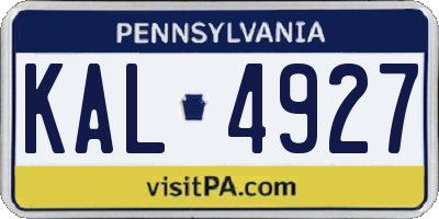 PA license plate KAL4927