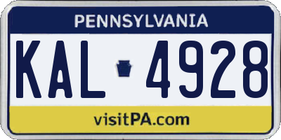 PA license plate KAL4928