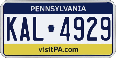 PA license plate KAL4929
