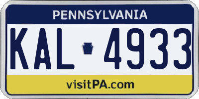 PA license plate KAL4933