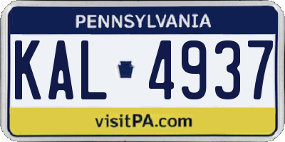 PA license plate KAL4937