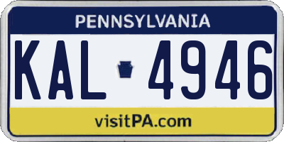 PA license plate KAL4946