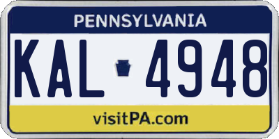 PA license plate KAL4948