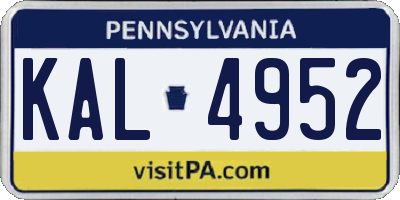 PA license plate KAL4952