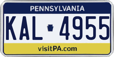 PA license plate KAL4955