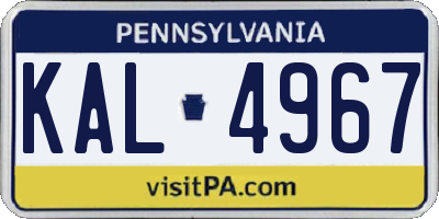 PA license plate KAL4967