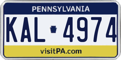 PA license plate KAL4974