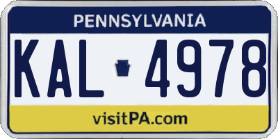 PA license plate KAL4978